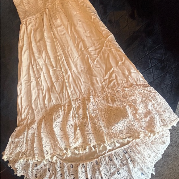 Cupshe Cream Strapless Boho Lace-Hem Midi Dress - Picture 7 of 7